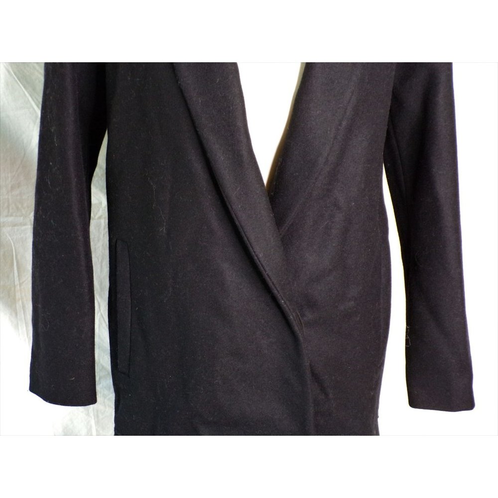 ๐ ALLSAINTS Grace Coat Italian Wool Ruffle Black X-Small - Picture 9 of 13